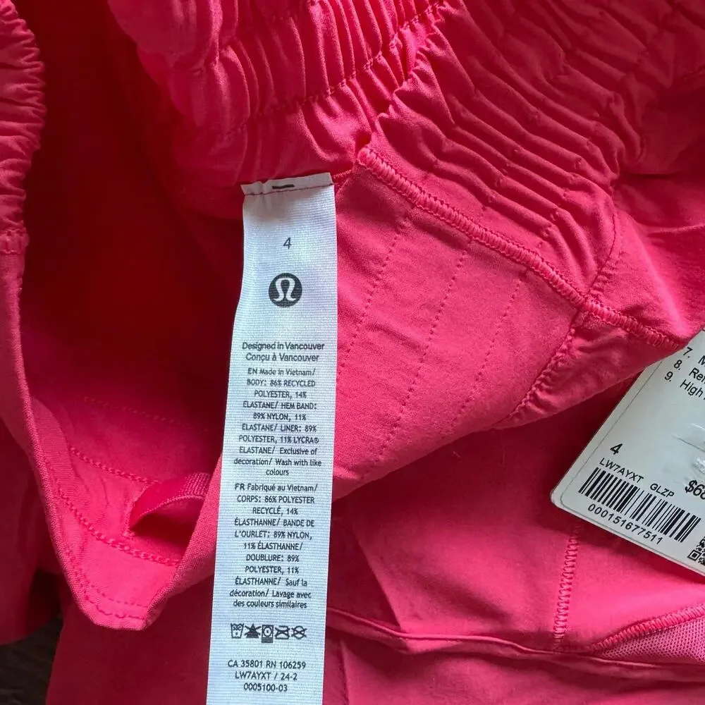 Lululemon Hotty Hot Short High Rise 4” Glaze Pink Size 4 NWT - Picture 5 of 6
